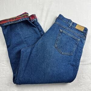 L.L. Bean Men's Vintage Blue Jeans Red Flannel Lined Size 42X29 Union Made